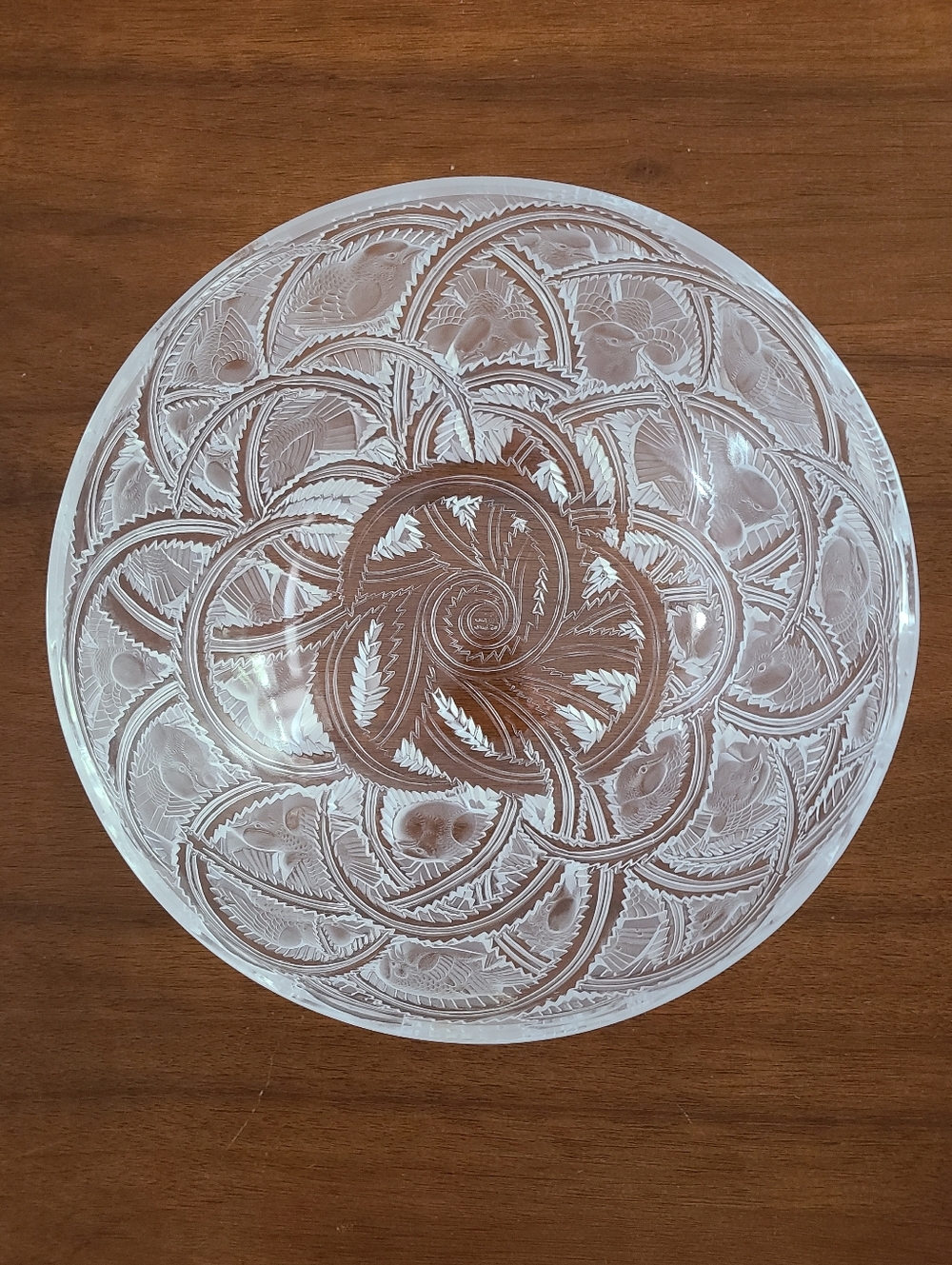 Vintage Signed Lalique Pinsons Finch Bowl